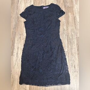 JS Collections Navy Embroidered Soutache Dress